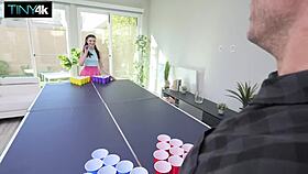Julia James loses pong game and gets tight pussy filled