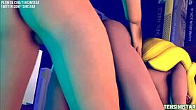 Peach gets her big ass pounded hard while tits bounce wildly