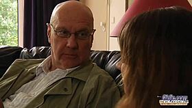 Sucking Old Man's Thick Cock Deepthroat And Riding Him Hard Like A Nasty Slut