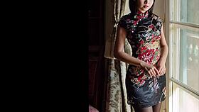 Helene's Jerk Off Challenge In Chinese Dress!