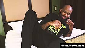 Can Maxine X fill her oriental orifice with big black cock?