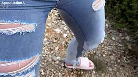 Drinking pee and wetting jeans twice outdoors 🚽