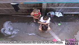 Girls playing naked at spring break party