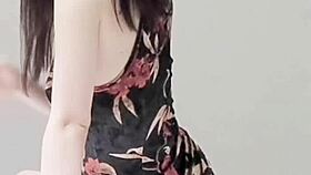 the skinny cute asian student feels so beautiful in adult one piece