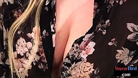 Voyeuristic Femdom Secretary Teases Wanking Sub