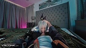 vr conk asian silver wolf deeply sucks and fucks hard in cosplay parody of honkai star rail