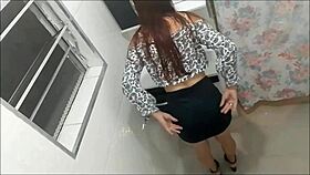 redhead amateur teased in public toilet, getting blowjob and fucked by stranger