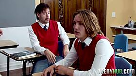 classroom chaos teachers pet turns study session into steamy threesome