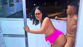 Latina Slut Fucking And Sucking Cock On Public Balcony! Wet Blowjob Frenetic Fuck Venezuelan Bitch!