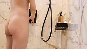 Bathing Of Black Hair Japanese Girl!