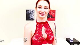 Natural redhead Violet Monroe takes big cock POV. Deepthroat facefuck leads to cum swallow blowjob.