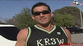 Brunette MILF with big fake tits enjoys hard cock after street pickup