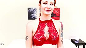 Natural redhead Violet Monroe takes big cock POV. Deepthroat facefuck leads to cum swallow blowjob.