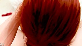 Natural redhead Violet Monroe takes big cock POV. Deepthroat facefuck leads to cum swallow blowjob.