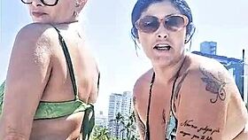 Me and my slutty friend getting wild on the beach for everyone to see 😏🌊