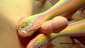 sexy babe gives footjob while playing with her pussy - amateur vanillaandcaramel