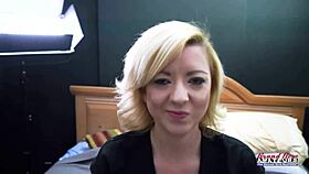 Horny blonde cutie keyton sucks a dick and gets her wet twat pounded