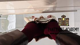 Hot tight shaved pussy big tits girl comes for casting turns into a porn shooting for pantyhose academy