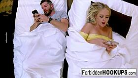 Bratty blonde fucks lucky guy with blowjob and facial