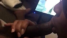 Redhead sucking big black cock, draining every last drop