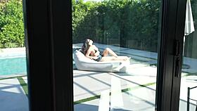 sorority girl scarlett alexis caught sneaking into frat pool, rough riding and fucking.