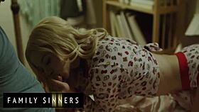 family sinners - hot blondie is sad after her boyfriend leaves her & decides to get over him by fucking her friend