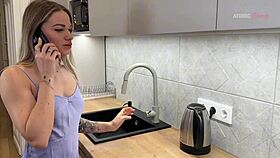 Slutty wife moans as black plumber fucks her wet pussy with huge cock.