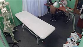 hidden camera in doctor's cabinet with nurse patient doctor