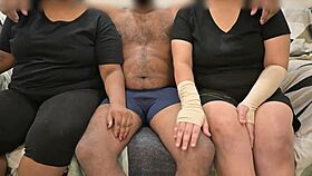 threesome handjob with friend in group setting