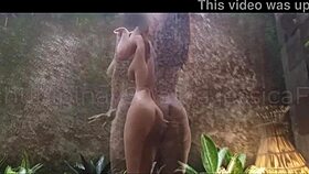 mature woman pleasures herself in bathroom and outdoors