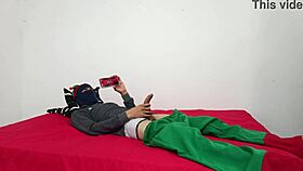 Latina amateurs fuck intensely alone at home in lingerie