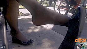 Shoeplay fun with stockings and flats 👠