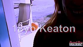 Ginger beauty keaton rubs her pussy with a sex toy and gets deeply banged