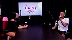 Watch as the black guy says, 'Suck my big cock, you delicious slut' on sheer red