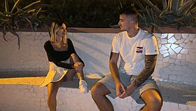 Outdoor walk along the sea, a stranger notices I'm not wearing panties in this public video.