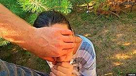 rubbing panties leads to powerful cumshot outdoors