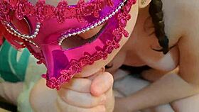 Wow, another passionate blowjob from that masked student couple?
