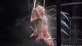 hogtied brunette slut gets water bondage.