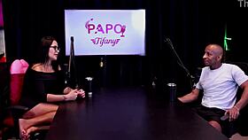 Watch as the black guy says, 'Suck my big cock, you delicious slut' on sheer red