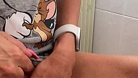 In the early morning, she gently caresses her small clit with fingers