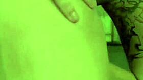 The Sweaty Guy Pounds The Pierced Area Long And Hard Before Finishing On The Tattoo Inside The Lip