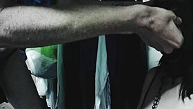 my little bitch gets whipped for touching her tits then sucks my big dick