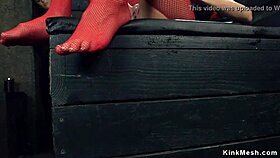 the redhead lesbian gets her ass fucked by huge dildo.