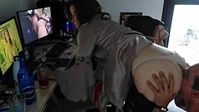 Sexy white slut in satin set sucking, rimming, fucking.