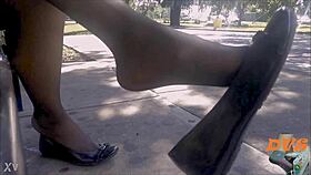 Shoeplay fun with stockings and flats 👠