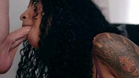 Tattooed Brazilian amateur sucking dick in bikini and heels