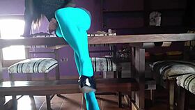 i got this milf with gorgeous legs in pantyhose and heels on the desk, she's so sexy