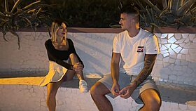 Outdoor walk along the sea, a stranger notices I'm not wearing panties in this public video.