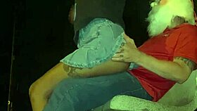 Santa Claus and the young woman in the public square