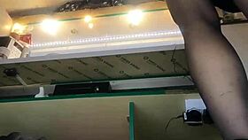 Sexy Milf With Long Legs And Big Pussy Lips Serves Guests In Mini Skirt Despite Winter Cold - Sexy Upskirt At Work